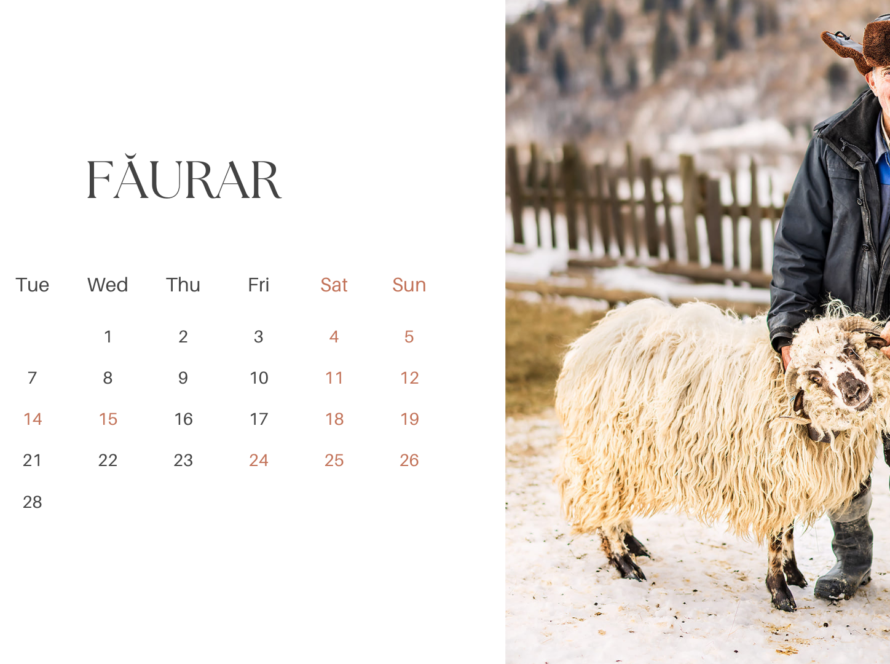 Minimal Calendar in White Green Brown Floral Watercolor